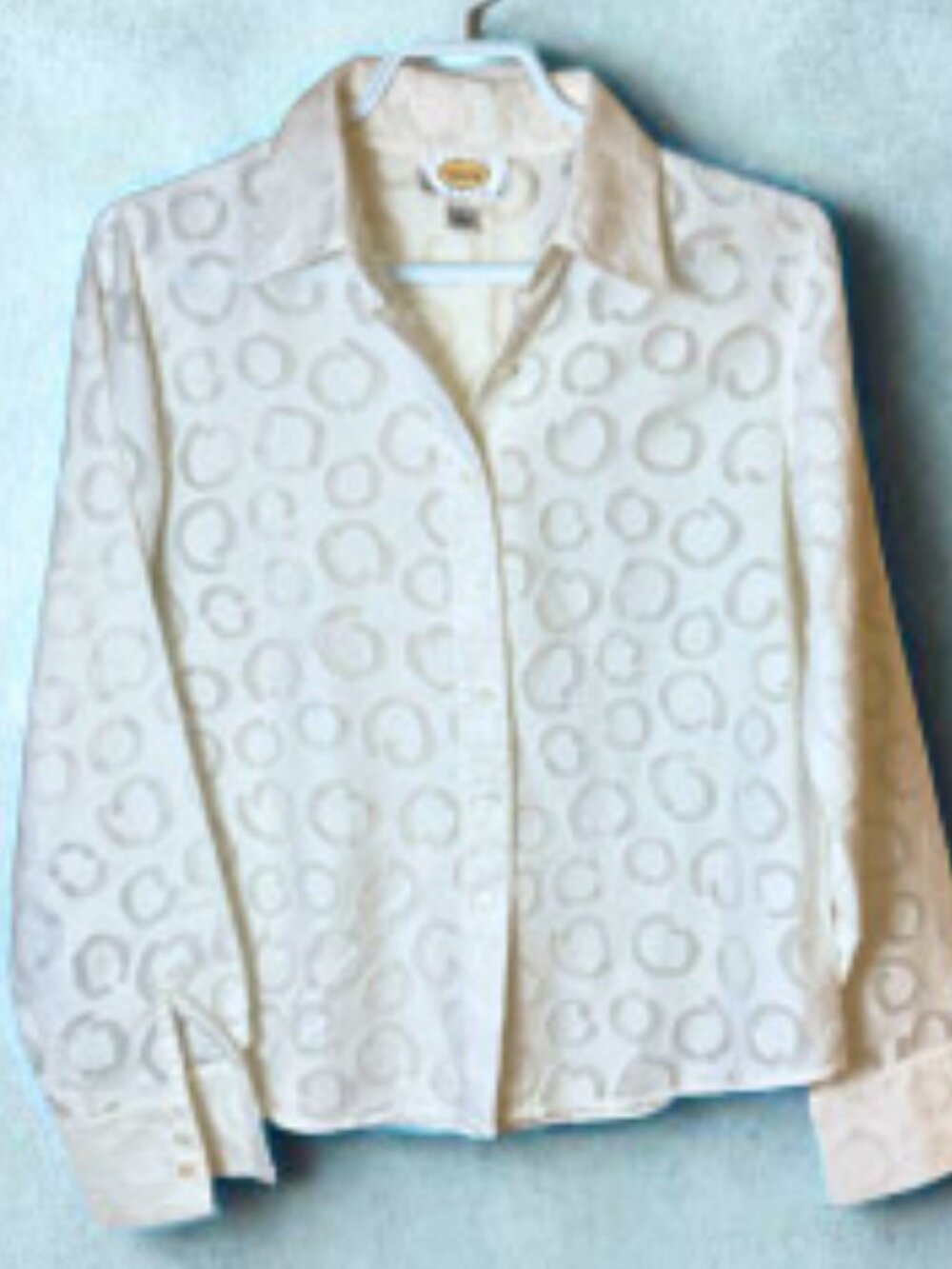 Talbots Women's White Mesh Cutout Pattern Shirt Size 8 Petites Button Up, - Picture 10 of 10